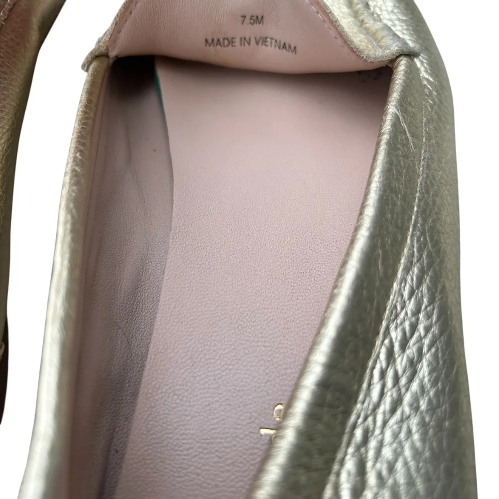 Kate Spade Metallic Gold Leather Deck Driver Slip-on Loafers Size 7.5